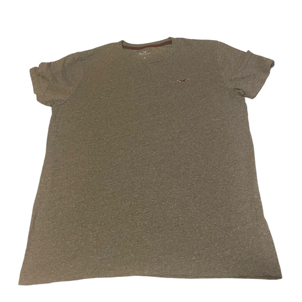 Hollister T-Shirt Men Medium Gray Embroidered Lightweight Solid Casual Crewneck‎